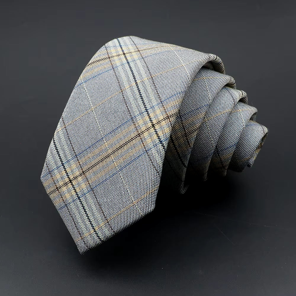 Mens Ties Classic Jacquard Striped Plaid Necktie 6Cm Skinny Neckties Polyester Narrow Collar Suit Shirt Tie Accessories Gift