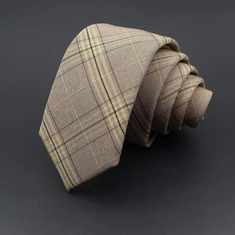 Mens Ties Classic Jacquard Striped Plaid Necktie 6Cm Skinny Neckties Polyester Narrow Collar Suit Shirt Tie Accessories Gift