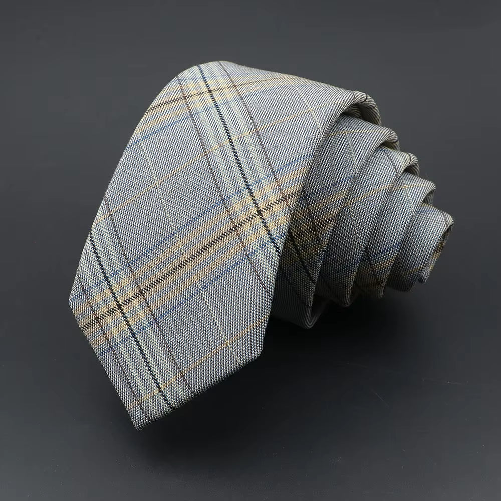 Mens Ties Classic Jacquard Striped Plaid Necktie 6Cm Skinny Neckties Polyester Narrow Collar Suit Shirt Tie Accessories Gift