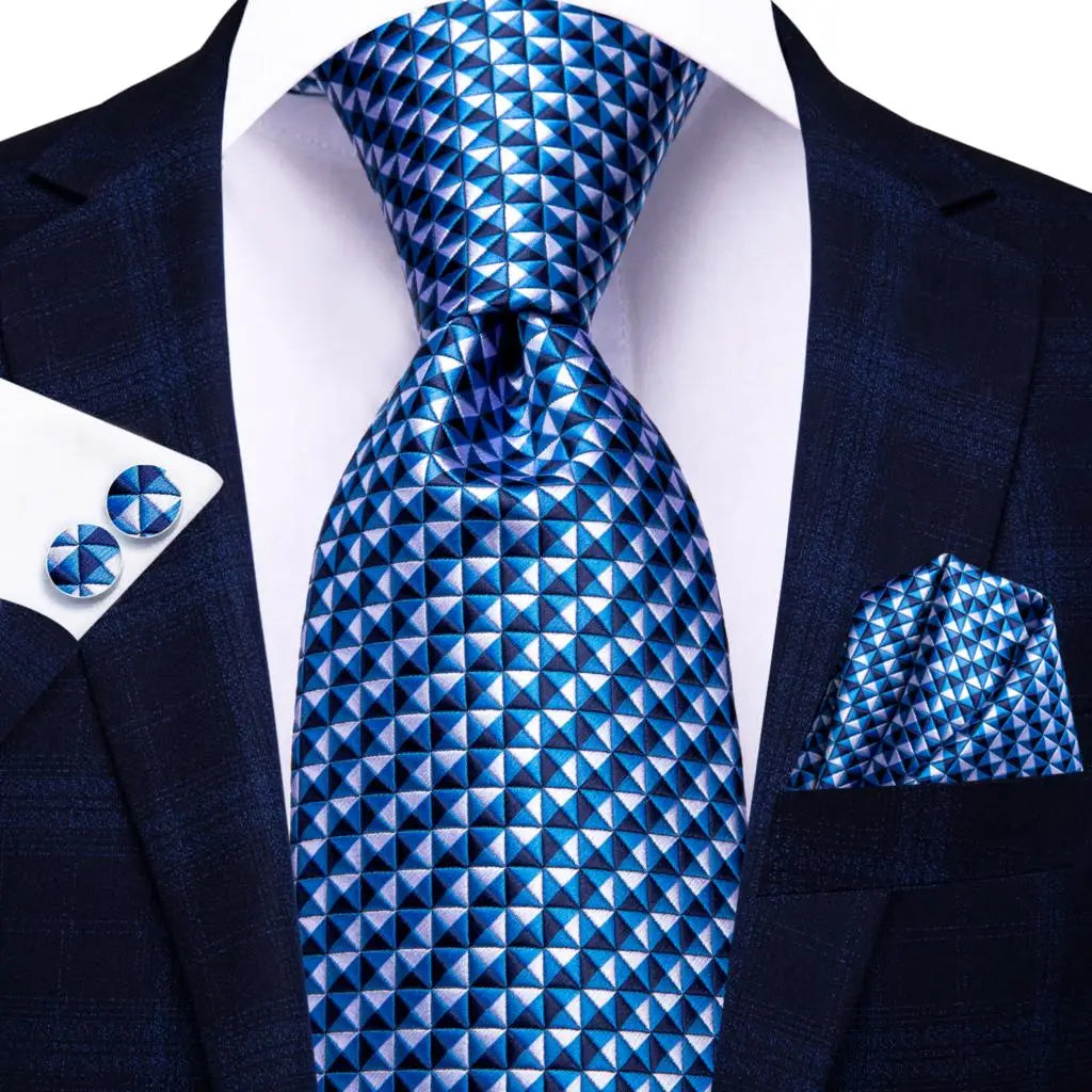 Blue Business Solid 100% Silk Men'S Tie Necktie 8.5Cm Ties for Men Formal Luxury Wedding High Quality Gravata