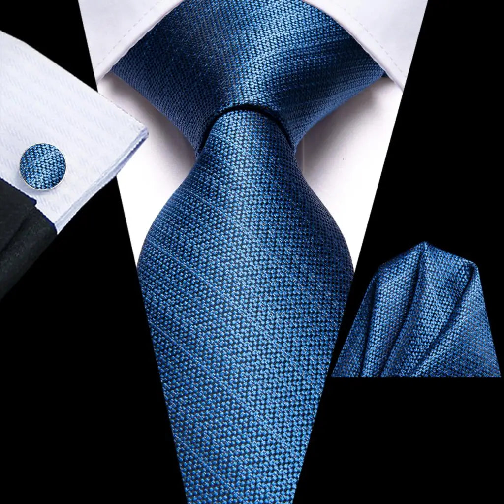Blue Business Solid 100% Silk Men'S Tie Necktie 8.5Cm Ties for Men Formal Luxury Wedding High Quality Gravata