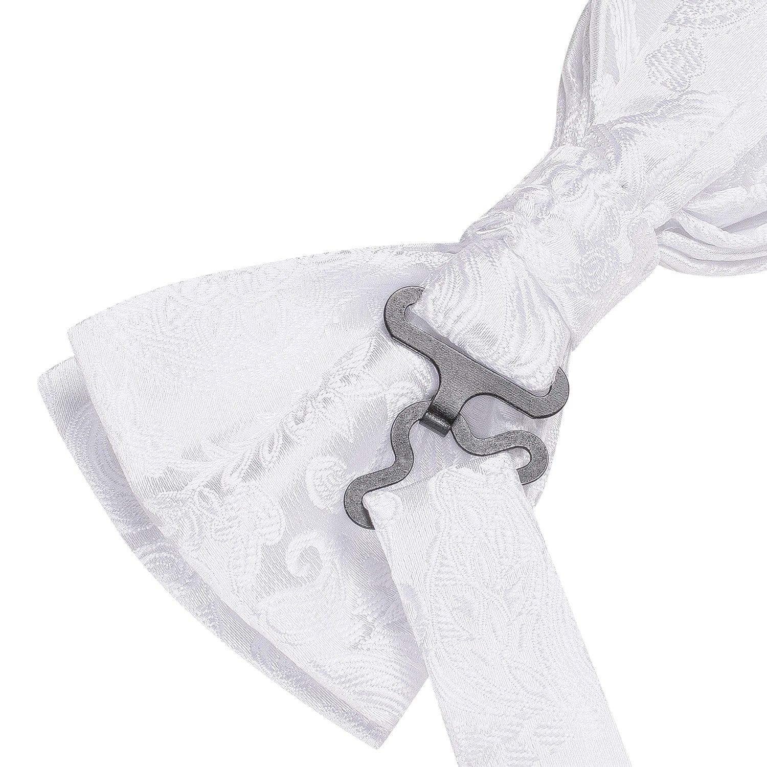 Men's Bow Tie, Silk, Handkerchief, and Cufflinks Set in White, Black, Gray, and Silver - Pre-Tied Butterfly Knot for Weddings and Business Events