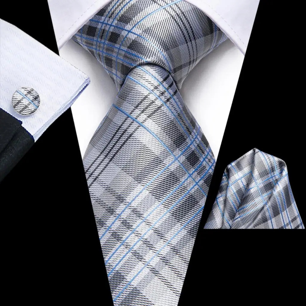 Blue Business Solid 100% Silk Men'S Tie Necktie 8.5Cm Ties for Men Formal Luxury Wedding High Quality Gravata