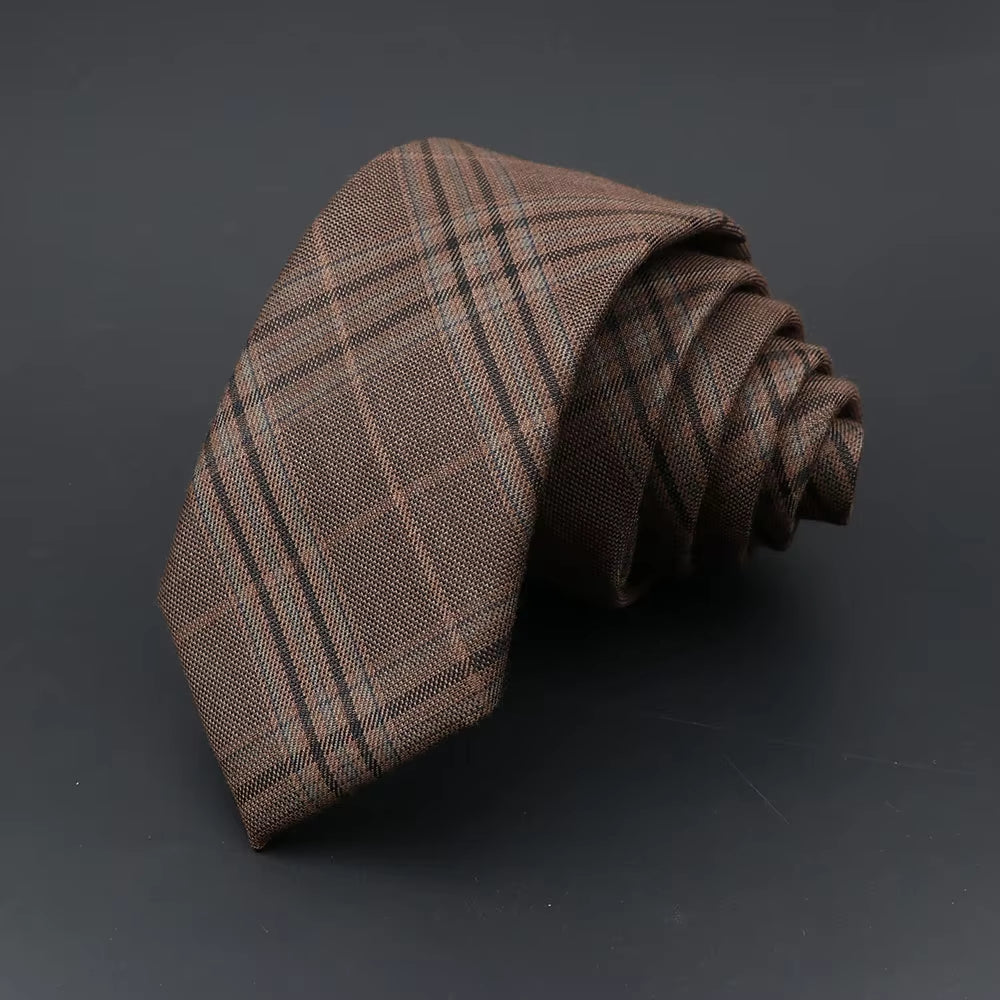 Mens Ties Classic Jacquard Striped Plaid Necktie 6Cm Skinny Neckties Polyester Narrow Collar Suit Shirt Tie Accessories Gift
