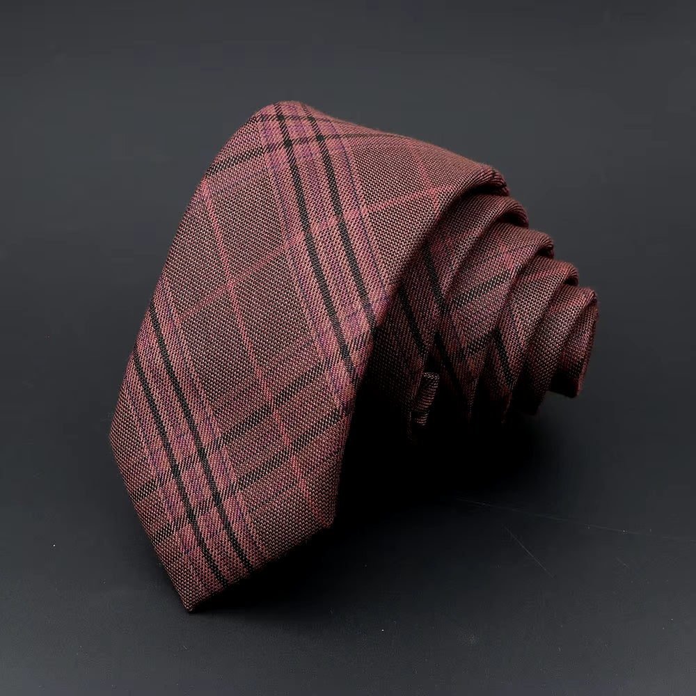 Mens Ties Classic Jacquard Striped Plaid Necktie 6Cm Skinny Neckties Polyester Narrow Collar Suit Shirt Tie Accessories Gift