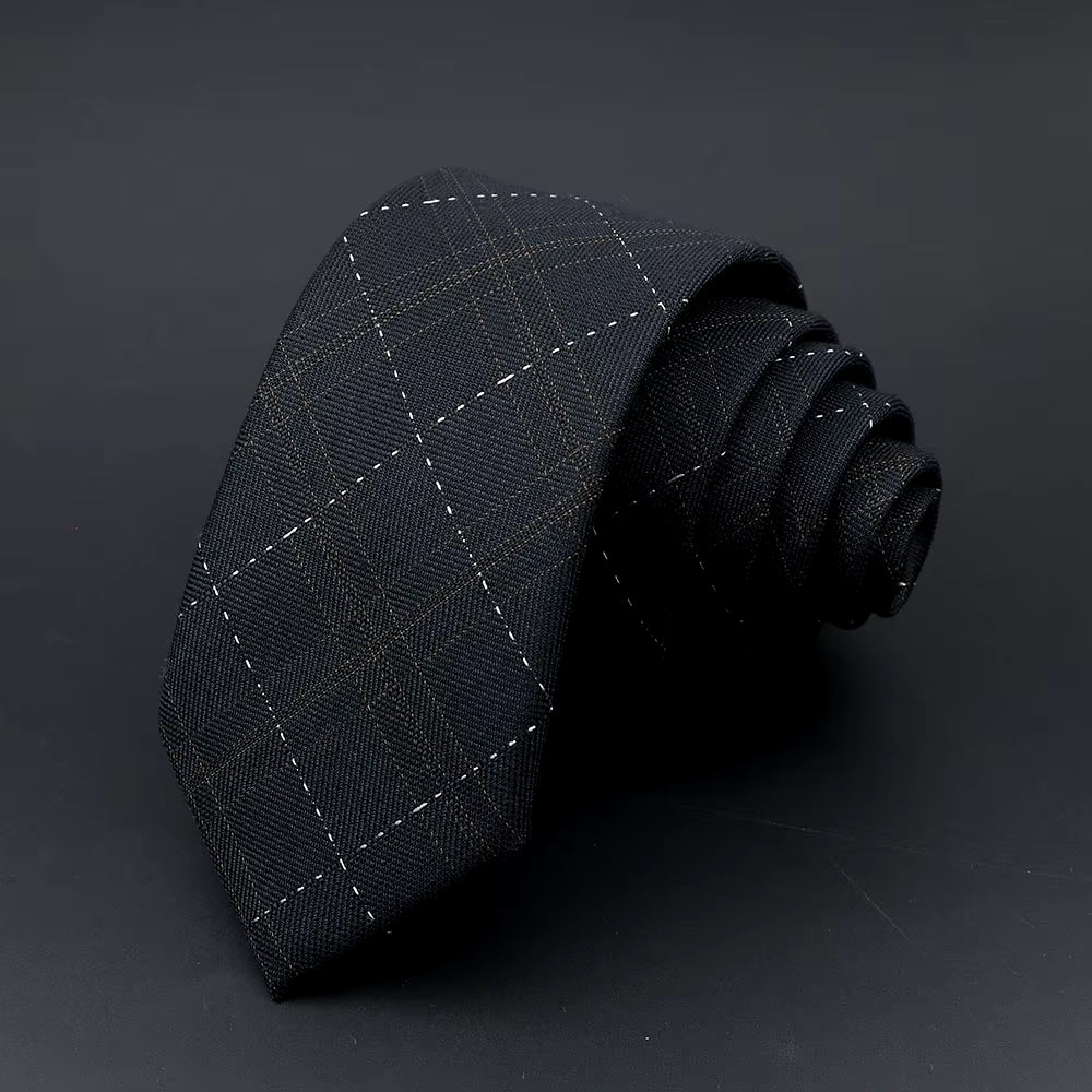 Mens Ties Classic Jacquard Striped Plaid Necktie 6Cm Skinny Neckties Polyester Narrow Collar Suit Shirt Tie Accessories Gift