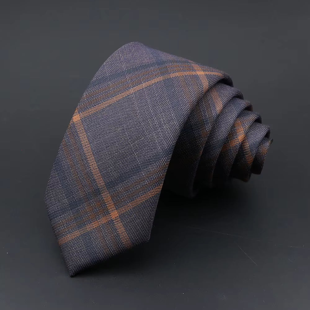 Mens Ties Classic Jacquard Striped Plaid Necktie 6Cm Skinny Neckties Polyester Narrow Collar Suit Shirt Tie Accessories Gift