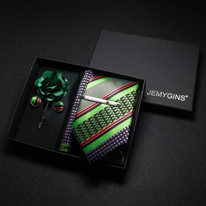 Wine Red Men Tie Paisley Silk Tie Pocket Square Cufflink Luxury Gift Box Set Wedding Gravat Accessories Neck Tie for Men