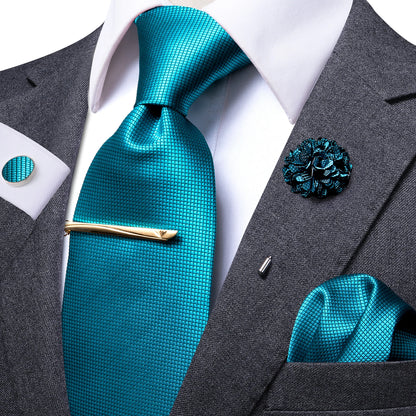 Luxury Silk and Paisley Tie Set for Men with Tie Clip, Hanky, and Cufflinks - Ideal for Formal Weddings