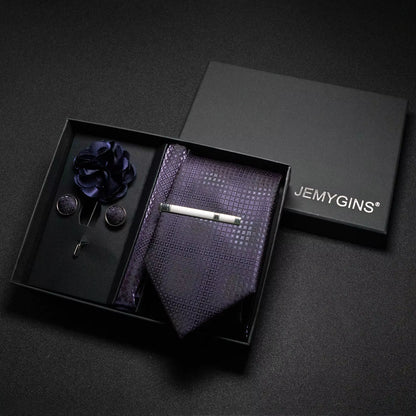 Wine Red Men Tie Paisley Silk Tie Pocket Square Cufflink Luxury Gift Box Set Wedding Gravat Accessories Neck Tie for Men