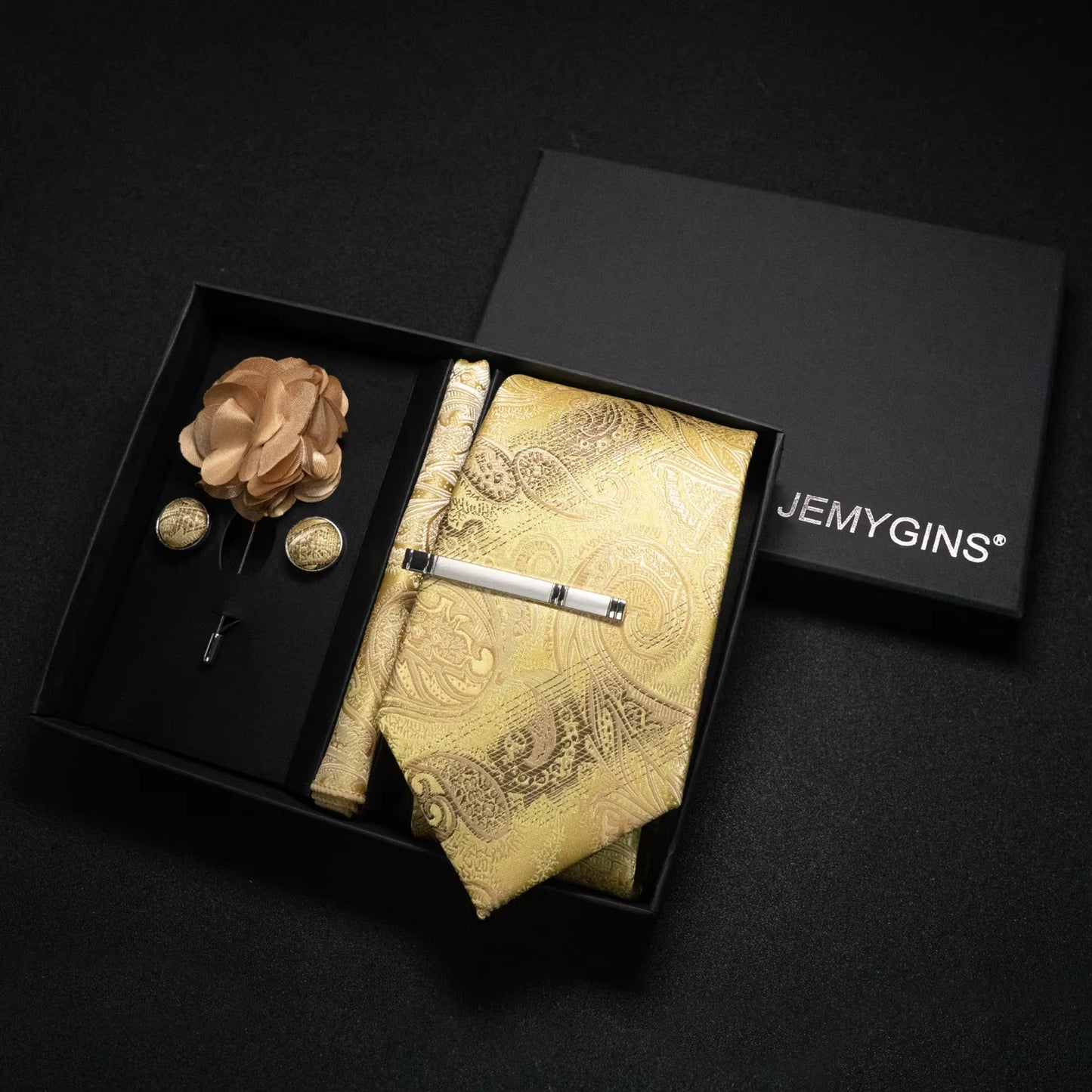 Wine Red Men Tie Paisley Silk Tie Pocket Square Cufflink Luxury Gift Box Set Wedding Gravat Accessories Neck Tie for Men