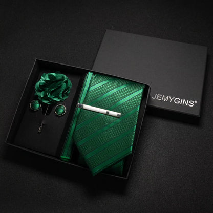 Wine Red Men Tie Paisley Silk Tie Pocket Square Cufflink Luxury Gift Box Set Wedding Gravat Accessories Neck Tie for Men